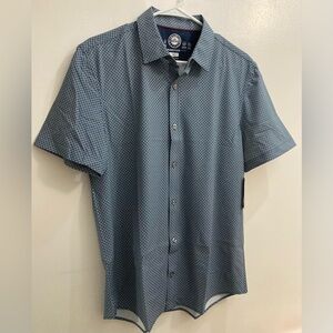 Flag & Anthem Men’s Navy Short Sleeves Button Up Shirt Medium Charcoal Multi NWT